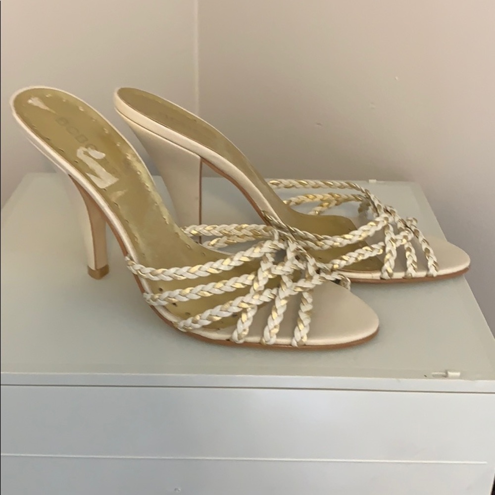 Gold and cream slide sandal